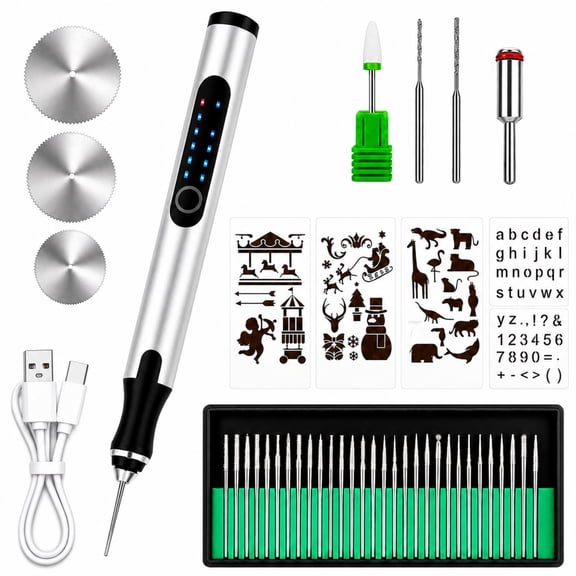 INSMART Electric Engraving Pen Kit with 55 Bits 3 Speed USB Rechargeable Mini Cordless Rotary Tool for Jewelry Wood Metal Stone Plastic Glass Diamond Etching
