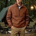 thumbnail image 2 of COMVALUE Men's Lightweight Quarter Zip Pullover Casual Windbreaker for Running Golf Jackets with 3 Pockets (Coffee, L), 2 of 7
