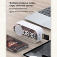 thumbnail image 3 of Cateissary Escritorio Reloj despertador digital Recargable Superficie de espejo Altavoz compatible con Bluetooth Altavoz multifuncional inalámbrico Decoración del hogar Negro Cateissary HA011281-01B, 3 of 6