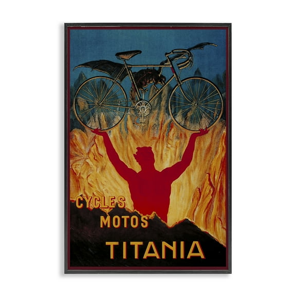 Stupell Industries Vintage Dragon & Bicycle Quotes and Sayings Painting Black Framed Art Print Wall Art, 12 x 18