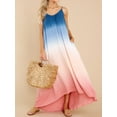 thumbnail image 4 of Robe Maxi Dégradée Sans Manches Dos Nu Col en V Ourlet Haut-Bas pour Femmes, 4 of 5