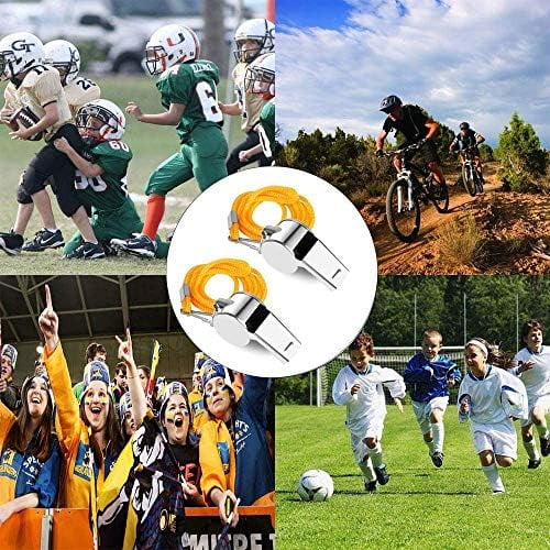 RibRave Coach Whistle,35Pack Football Referee Whistle with Lanyard for Emergency Sports Training Referee1 (Silver) (Silver) (Stainless Steel)