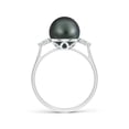 thumbnail image 2 of Angara Tahitian Cultured Pearl Ring with Trio Diamonds in 14K White Gold for Women | June Birthstone Jewelry for Her, 2 of 8