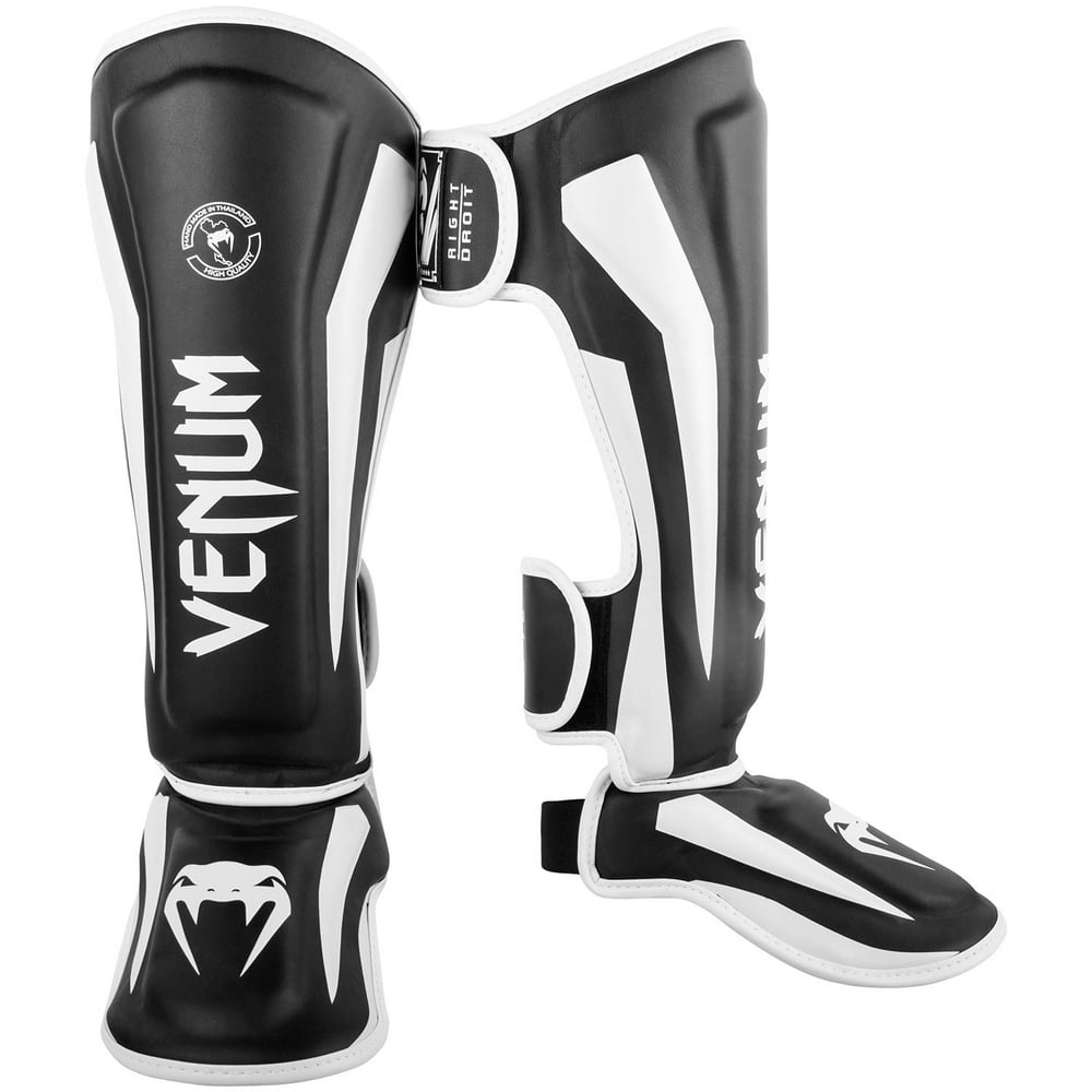 Venum Elite Lightweight Standup Protective MMA Shin Guards XL Black/White