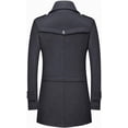 thumbnail image 2 of Abrigo de mezcla de lana para hombre con bufanda desmontable o cuello interior, abrigo de botonadura sencilla, gabardina cálida de invierno, 2 of 5