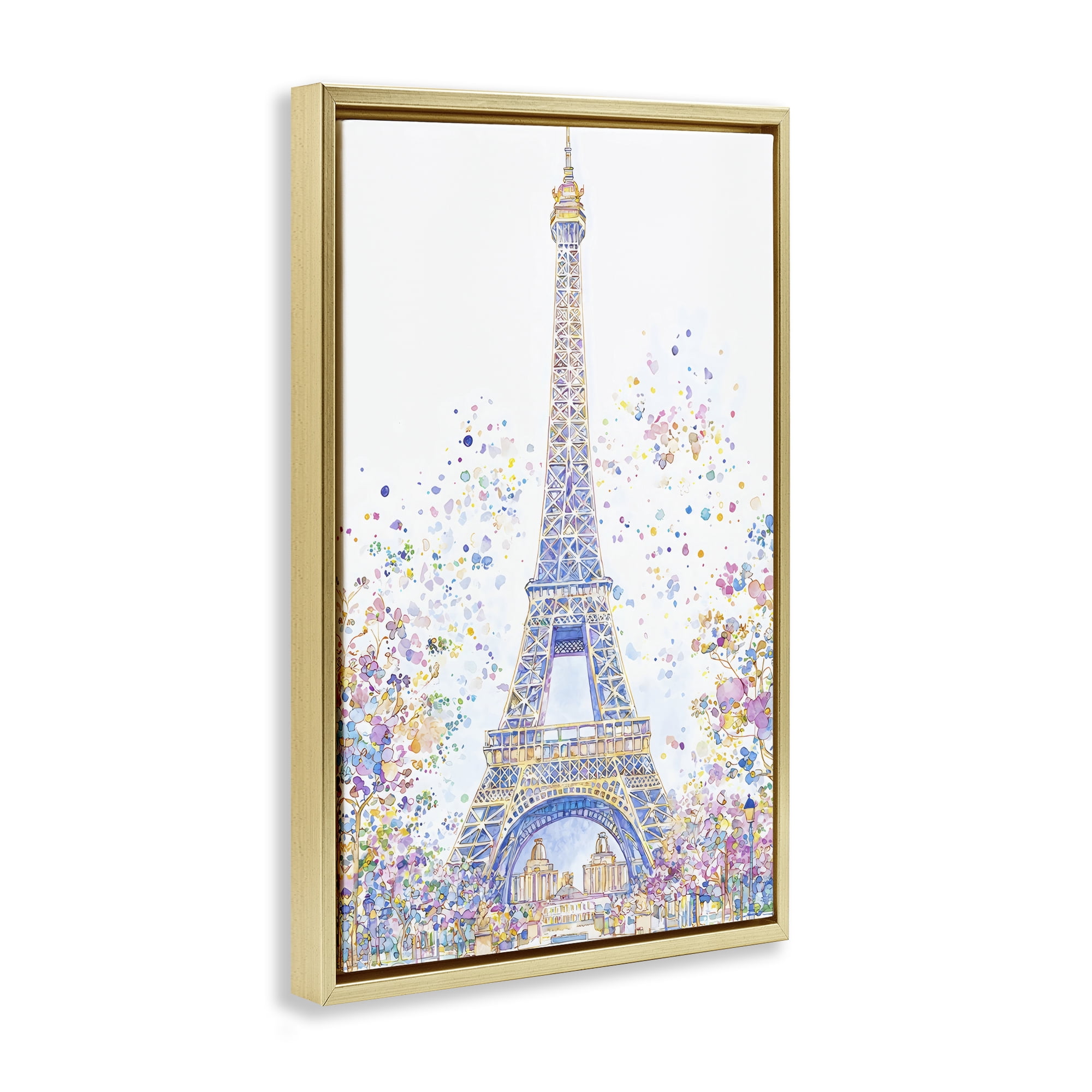 Stupell Industries Colorful Eiffel Tower Gold Framed Floater Canvas Wall Art, design by Creative Studio