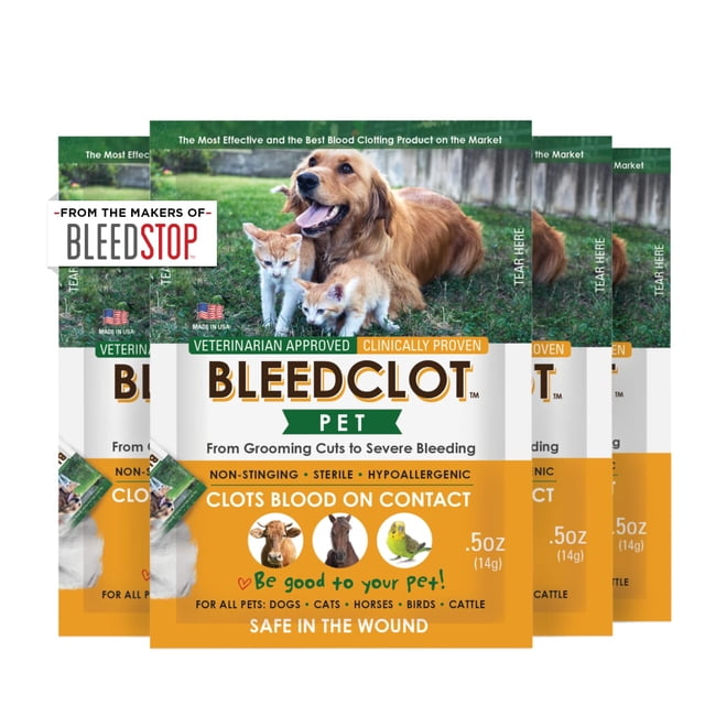 Polvo coagulante de primeros auxilios BleedClot Pet para animales