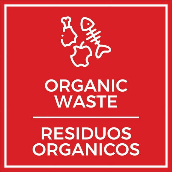 Signs ByLITA Square Organic Waste Door or Wall Sign | Spanish Bilingual Business And Office Signs (Red) - Large