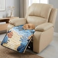 thumbnail image 3 of Kuiaobaty Turtle Sailboat Coral Print Recliner Sofa Cushion Slipcover, Armless Anti-Slip Reclining Chair Cover, Washable Quilted Furniture Protector, Home Decor, 3 of 7