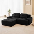 thumbnail image 4 of FFH 80" Oversized Loveseat, 2 Seater Sofa with Ottoman, Cloud Sectional Couch for Living Room (Black, 2 Seater with 1 Ottoman), 4 of 15