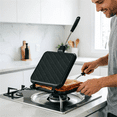 thumbnail image 2 of BUTOMKY Double-Sided Non-Stick Sandwich Maker Pan, Stovetop Grill Press with Heat Resistant Handle, Flip Griddle for Panini Burger Breakfast, Portable Kitchen Cookware for Home & Camping, 2 of 8
