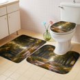thumbnail image 2 of Brown Trees Bath Mat 3 Piece Bathroom Rug Set, Forest Art Decor Spring Summer Nature Leaf Non Slip Bath Rug Contour Mat and Toilet Lid Cover, Absorbent Shower Mats Soft Bath Rugs and Mats Sets, 2 of 8