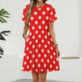 thumbnail image 2 of Red Polka Dot Background Sundress Short Sleeve Dress Summer Women Clothes Dress for Women Dresses, 2 of 7