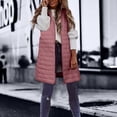 thumbnail image 2 of ZHOUCHANKIDS Women Long Vest Solid Color Sleeveless Hood Winter Puffer Vest Outwear Pink S, 2 of 6