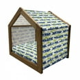 thumbnail image 2 of Floral Pet House, Stripes with Nature Blossom Silhouettes Coming of the Spring Theme, Outdoor & Indoor Portable Dog Kennel with Pillow and Cover, 5 Sizes, Apple Green Navy Blue, by Ambesonne, 2 of 5