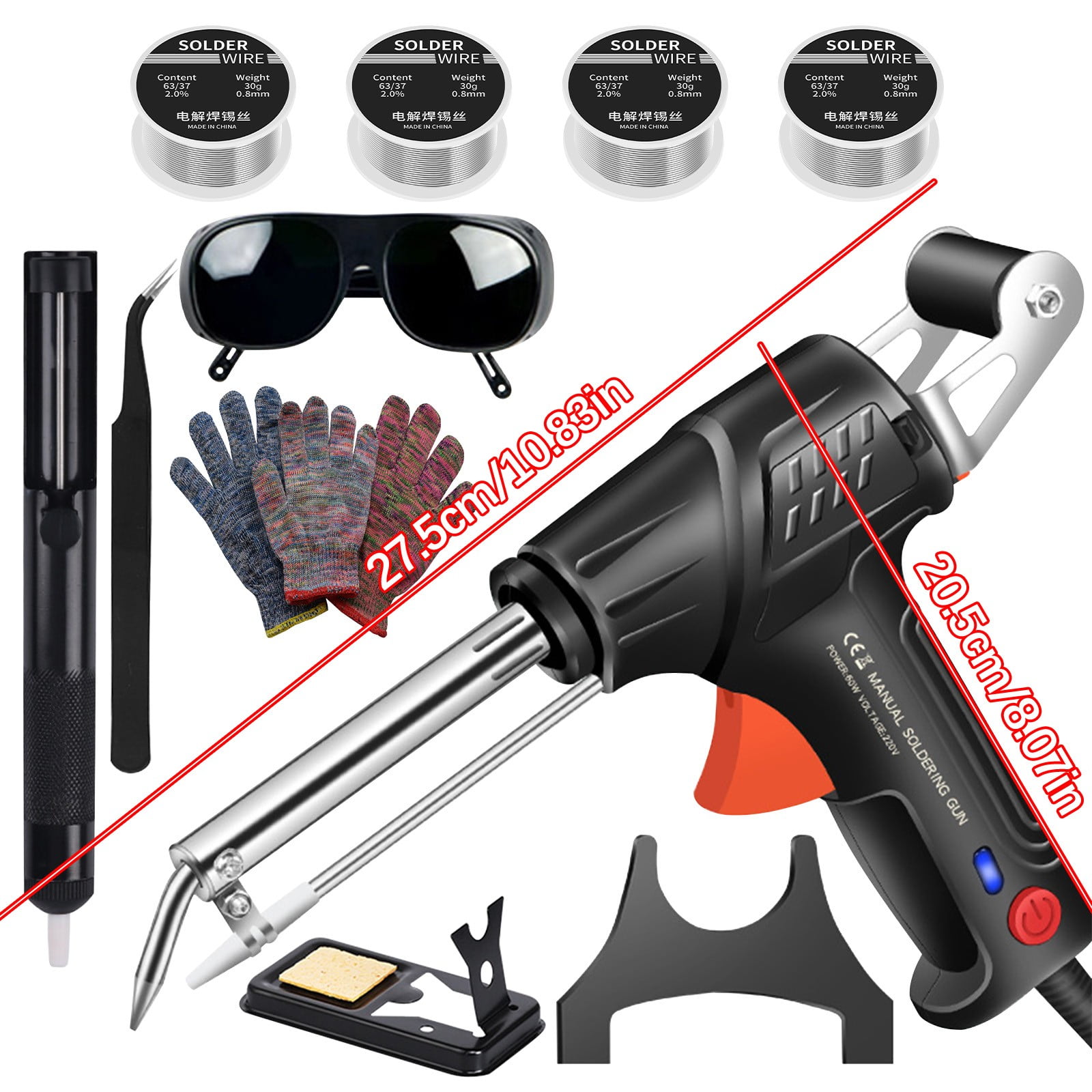 Zzbeans 60W Handheld Soldering Gun with Light, Semi-Automatic Soldering Iron Kit 110V, Multifunctional Soldering Machine for Electronics Repair and DIY Crafts
