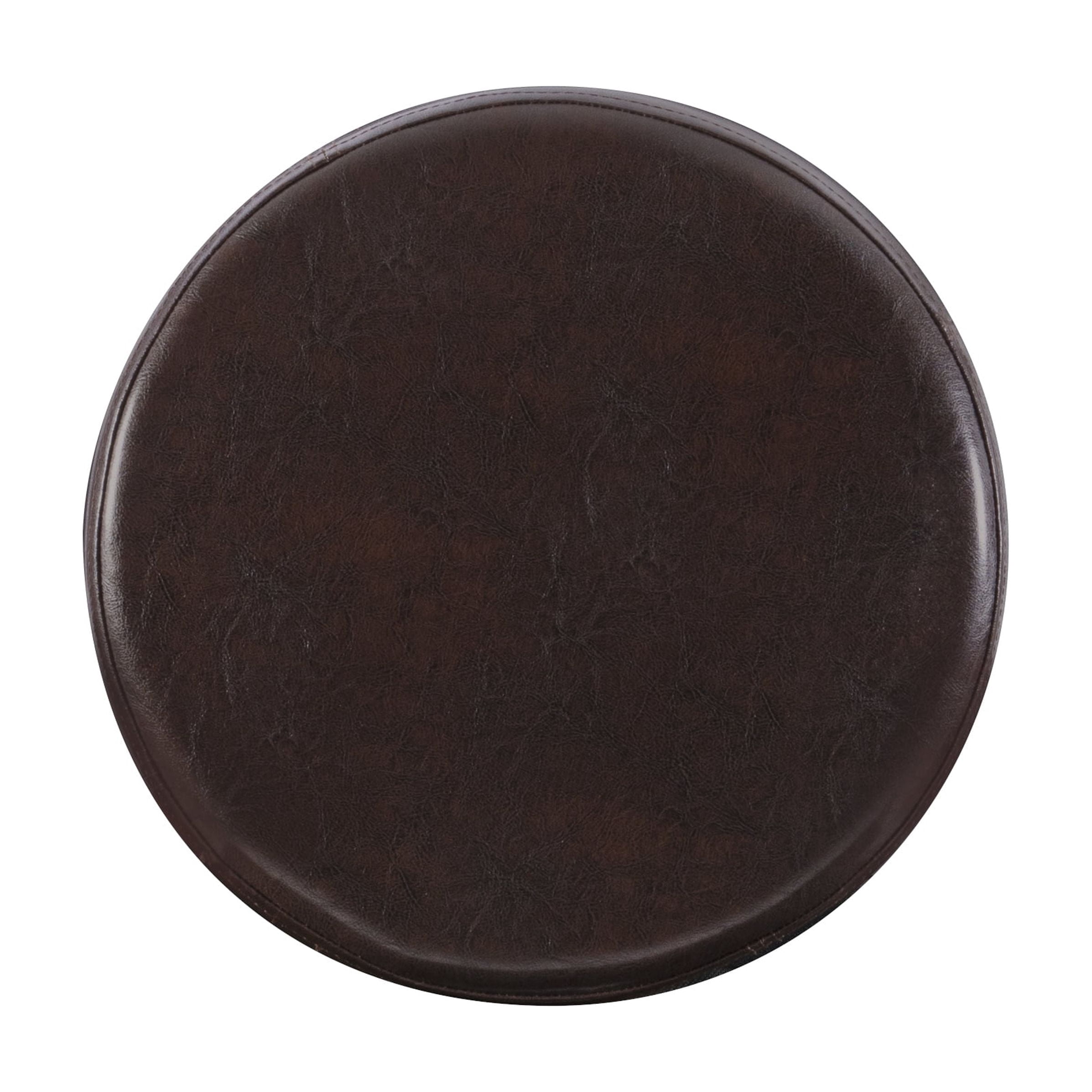 Linon Arlene 31" Indoor Backless Swivel Bar Stool, Brown/Brown Faux Leather