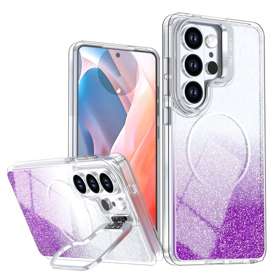Allytechgroup for Galaxy S26 Ultra Case with Stand Bracket, Gradient Color Compatible with Magsafe Slim Fit TPU Bumper Anti-Scratch Shockproof Magnetic Phone Case for Galaxy S26 Ultra, Purple