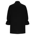 thumbnail image 5 of Moxiu Women's 3/4 Sleeve Linen Summer Tops Ruffled Puff Sleeve Lapel V Neck Collared Tunic Blouse Dressy Casual Beach Shirts Black,XL, 5 of 6