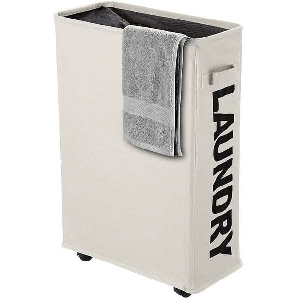 Laundry basket on wheels, foldable, Fabric, beige, Slim Walmart.ca