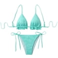 thumbnail image 2 of AUNVITO Women's Stylish Bikini Padded Tie-Side Cut-Out Open-Back Solid Color Chic Swimwear, 2 of 8