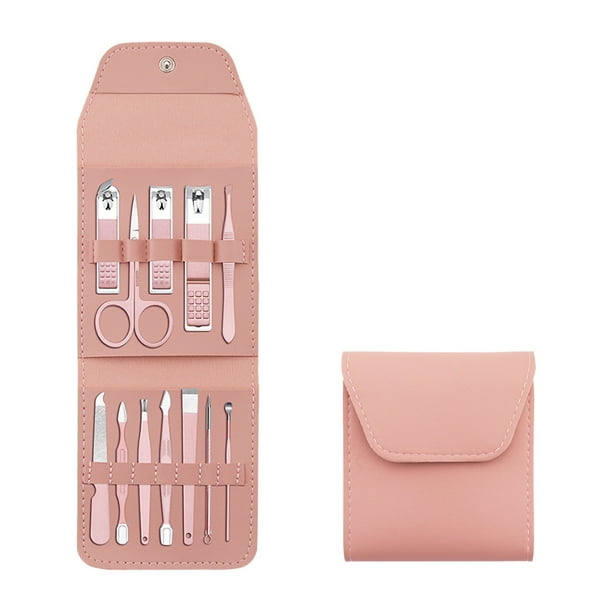 Juego de cortaúñas, herramientas de belleza y maquillaje, cortaúñas portátil, paquete plegable de 12 piezas, cuidado de manicura