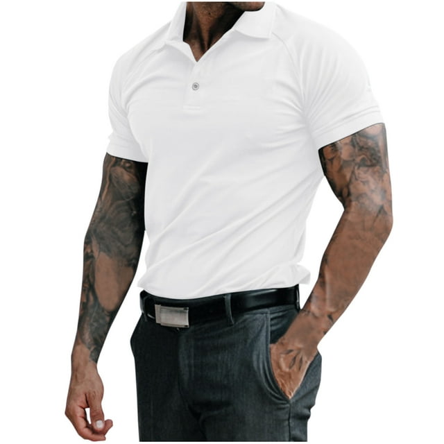 Kcodviy Male Summer Solid Print Mens Novelty T Shirts T Shirt Turn Down Men T Shirts V Neck Collar Raglan Sleeve Tops Heat Transfer Paper for T Shirts T Shirt