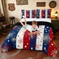 thumbnail image 3 of Manfei Firework Star Stripe Queen Comforter Set, Patriotic July 4th Comforter Sets Queen, Red White Blue Gold, Black Reversible 3pcs, 1 Comforter and 2 Pillowcases, 3 of 6