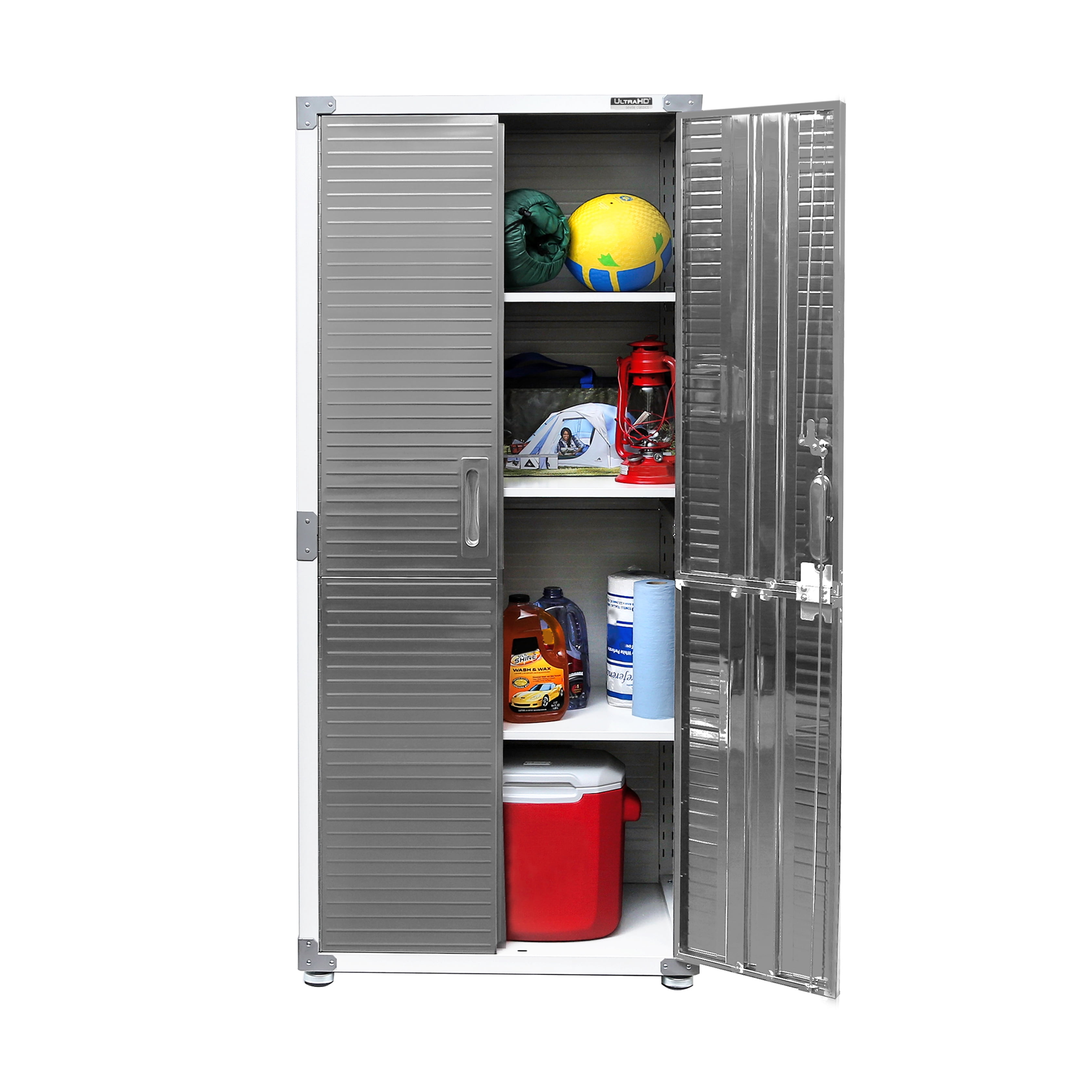 Seville Classics UltraHD® Steel Body Lockable Storage Cabinet Organizer Locker Shelving Unit, White, 30" W x 18" D x 72" H