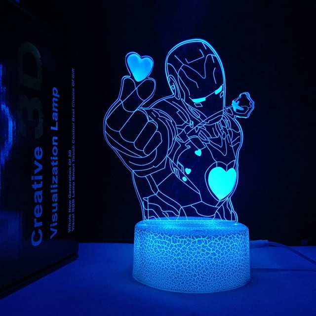 Luz nocturna LED 3D de Iron Man Tony Stark que cambia de color