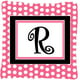 Carolines Treasures CJ1001-RPW1414 Lettre R Monogramme Initial - Rose Noir Pois Intérieur & Extérieur Tissu Coussin Décoratif – image 1 sur 1