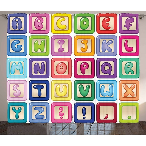 Kid S Activity Curtains 2 Panels Set Colorful English Alphabet Blocks Childrens Cartoon Balloon Letter Design Window Drapes For Living Room Bedroom 108w X 84l Inches Multicolor By Ambesonne Walmart Com Walmart Com