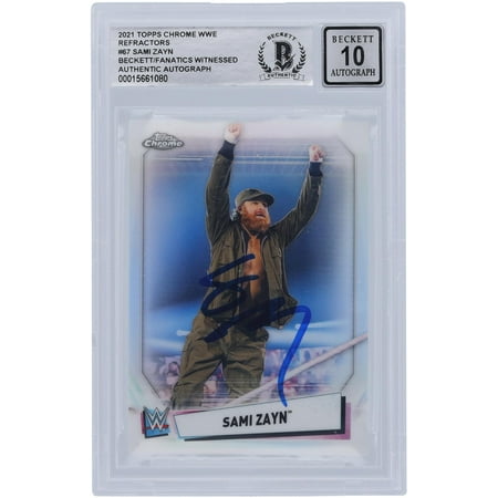 Sami Zayn WWE Autographed 2021 Topps Chrome Refractors #67 Beckett Fanatics Witnessed Authenticated 10 Card - Fanatics Authentic Certified