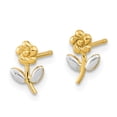 thumbnail image 2 of Auriga 14k Yellow Gold Rhodium Flower Stud Earrings for Women(L- 8.75mm, W- 6mm), 2 of 5