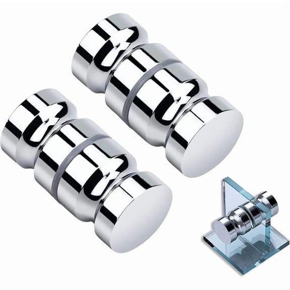 Bathroom Door Handle, 2 Pieces Glass Shower Door Knob, Aluminum Alloy Shower Door Handle for Bathroom Office Hotel