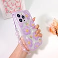 thumbnail image 5 of Compatible for iPhone 14 Pro Max Case Clear Cute Flower Floral with Chain for Girls Women Pattern Soft TPU Shockproof Protective Girly for iPhone 14 Pro Max-Purple Flower, 5 of 7