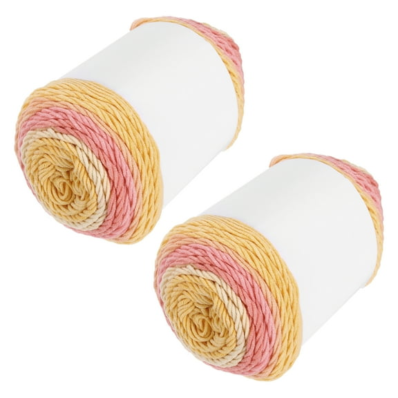 2Pcs 422 Yard Acrylic Yarn for Crocheting, Pink,Red,Yellow