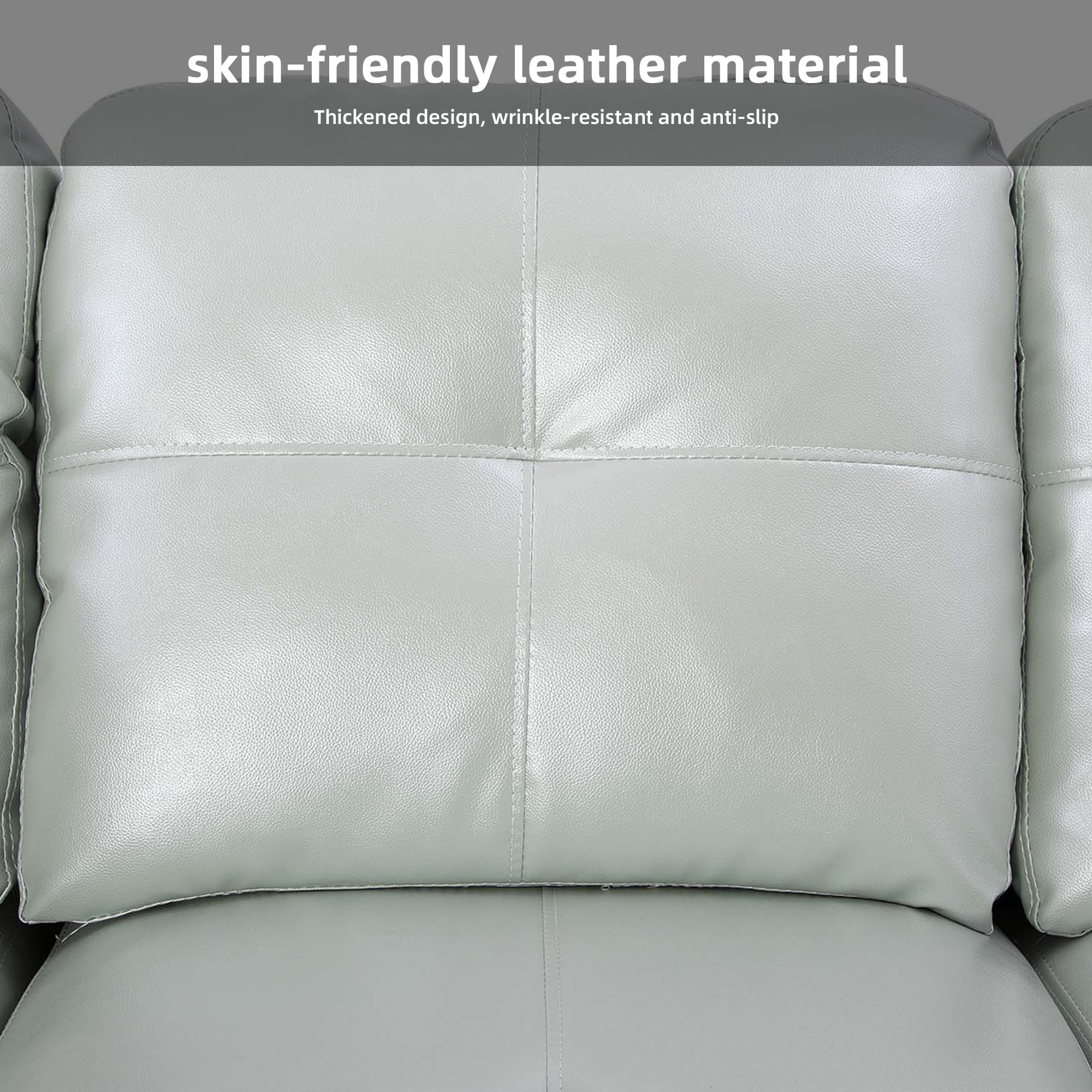 MAYEERTY PU Synthetic Leather 3-Piece Couch Living Room Sofa Set，Silver Green