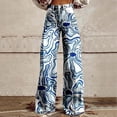 thumbnail image 2 of Charmgo Palazzo Pants for Women, Women's Vintage Floral Print Wide Leg Pant High Waisted Stretchy Flowy Pants with Pockets, Baggy Pants for Women Blue L, 2 of 4