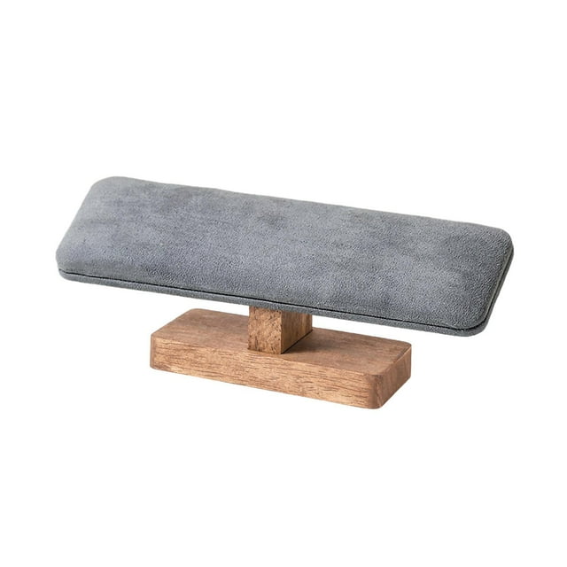 Expositor de pulseras, expositor de joyas, moderno expositor de pulseras con base de madera. Gris