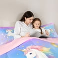 thumbnail image 4 of Manfei Magical Unicorn Full Size Comforter Sets,Dreamy Star Moon Bedding Comforter Set,Pastel Multicolor,Pink Reversible,3 Pieces,1 Comforter and 2 Pillowcases, 4 of 8