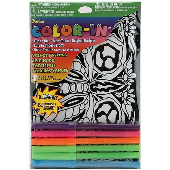 Velvet Poster With Markers Butterfly 6X9
