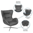 thumbnail image 4 of Flash Furniture Gray LeatherSoft Swivel Wing Chair, 4 of 11