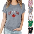 thumbnail image 4 of WREESH Women's Canada Day Maple Leaf T-Shirt Casual Short Sleeve Round Neck Graphic Top Gray, 4 of 5
