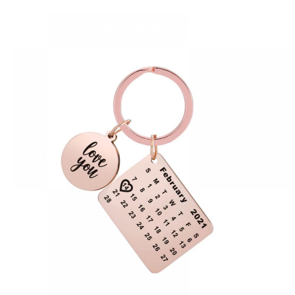 Personalized Calendar Keychain With Highlighted Date Key Chain Gift Love For Her 