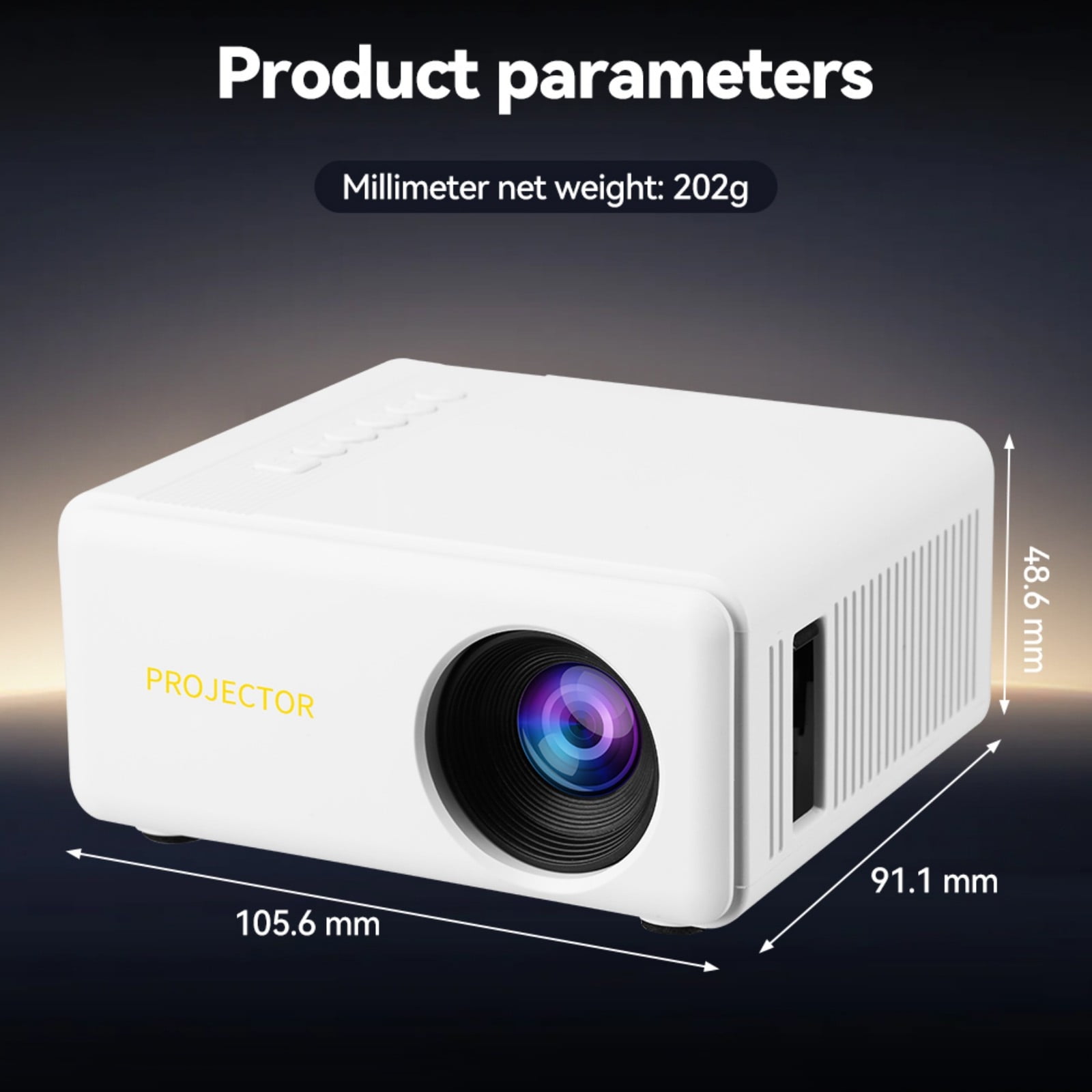 Nkmbld Portable Projector, High-Definition Mini Ceiling Projector Compatible with HDMI/USB/iOS/Android/Windows for Home Entertainment