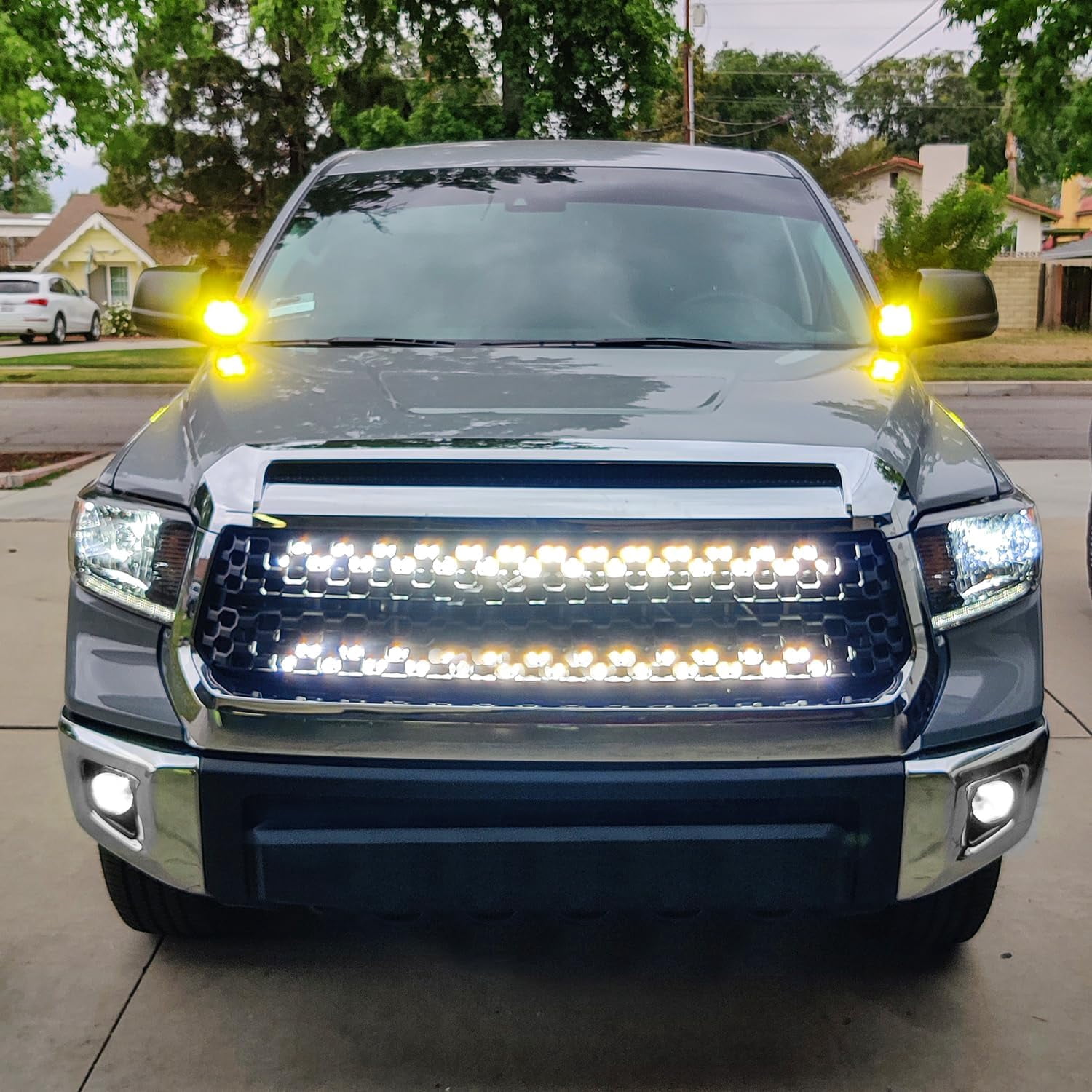 Hood Hinge Ditch Light Mount Brackets for Auxiliary off Road LED Work Light Pods Compatible with Toyota Tundra 2014-2021