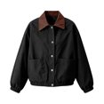 thumbnail image 3 of Women’s Lapel Button Jacket, Lightweight Long Sleeve Loose Jackets, Fall Elastic Hem Casual Outerwear with Pockets, 3 of 6