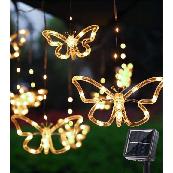 LINLIN Butterfly Solar String Lights,10 Warm White Butterfly Curtain Fairy Lights for Outdoor Garden, Lawn, Patio, Yard, Wedding, Party, Decoration