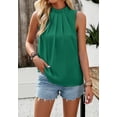 thumbnail image 3 of Pleated High Neck Blouse, Green, Small, 3 of 5